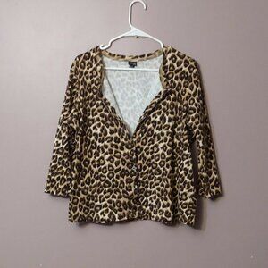 𝅺RAFAELLA Women's Plus Cheetah Print Cardigan 1X